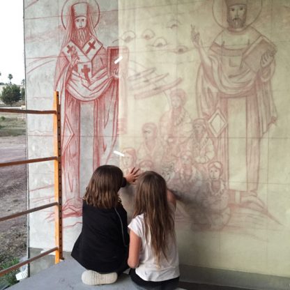 Girls transfer fresco cartoon.